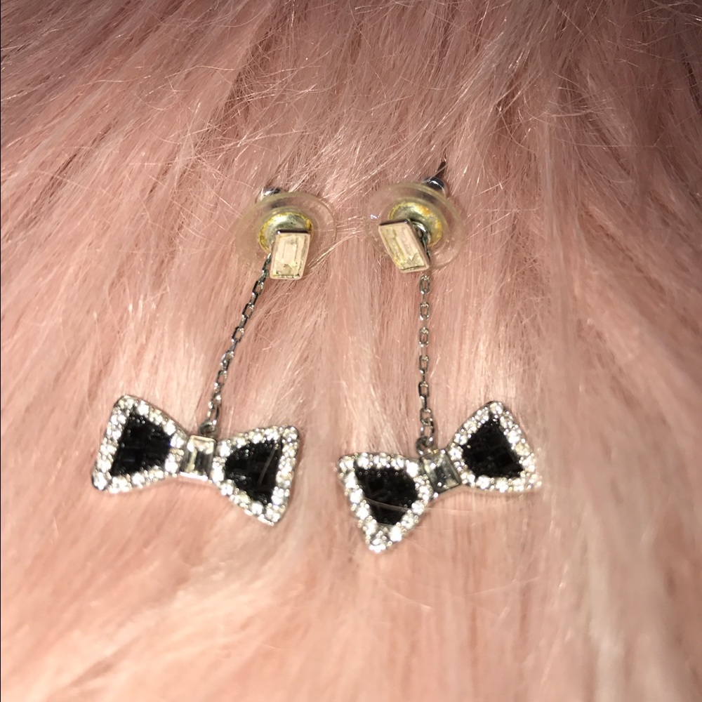 Swarovski Black Bow Detachable Earrings