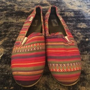 Colorful tribal pattern Vans slip ons