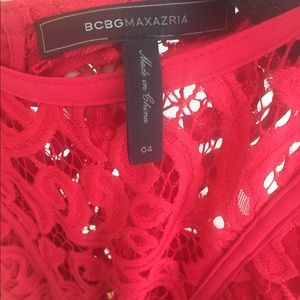 BCBGMaxazria red lace sexy cocktail dress. Size 4