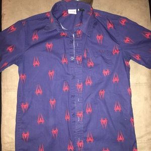 Marvel comics medium Spider-Man button up shirt