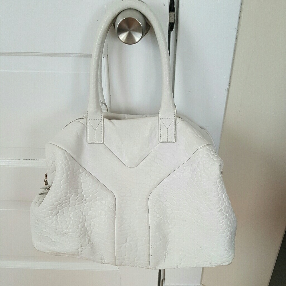 Authentic YSL white lambskin leather bag