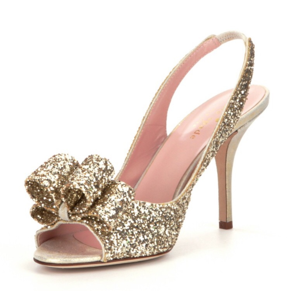 KATE SPADE Charm Heel - platinum/gold glitter