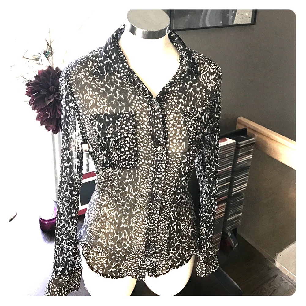 Lucky Brand animal print button down shirt