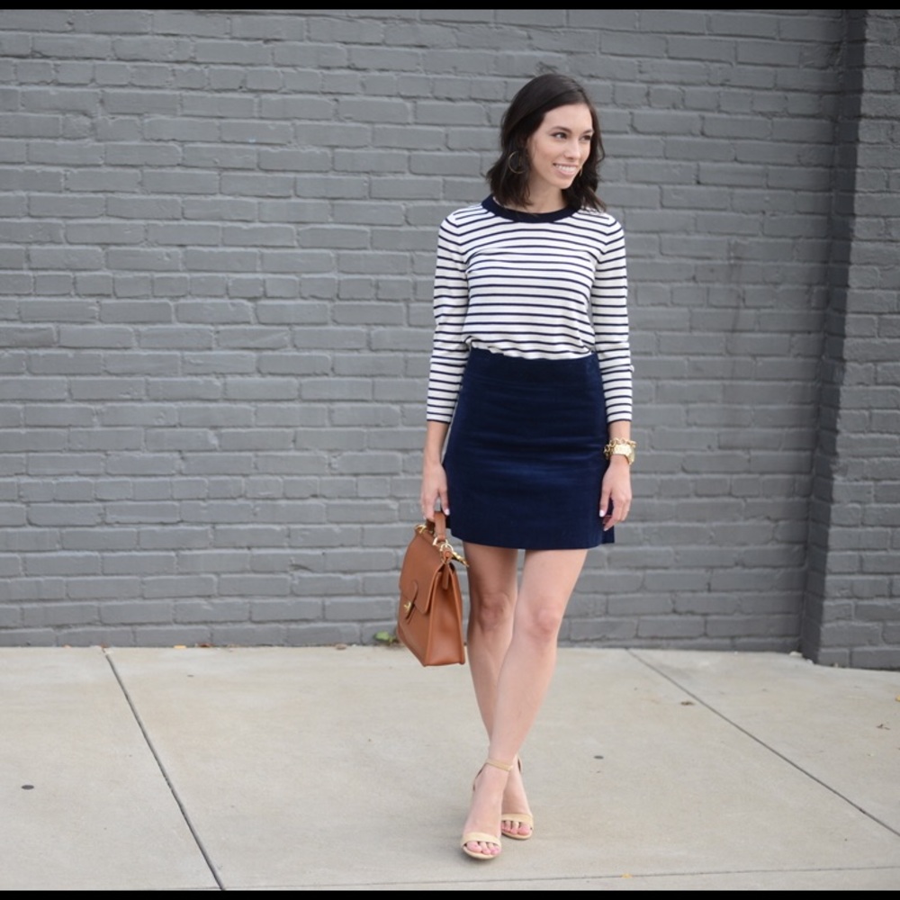 J Crew navy corduroy skirt