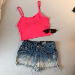 Neon pink crop top