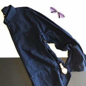 Uniqlo Blue Cotton Button Dress Shirt Large EUC