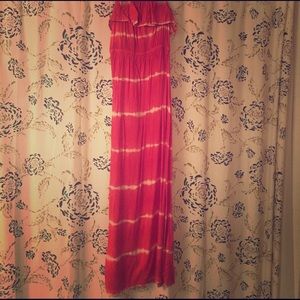 Strapless tie dye maxi dress