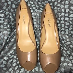 Tan Nine West Open toe heels