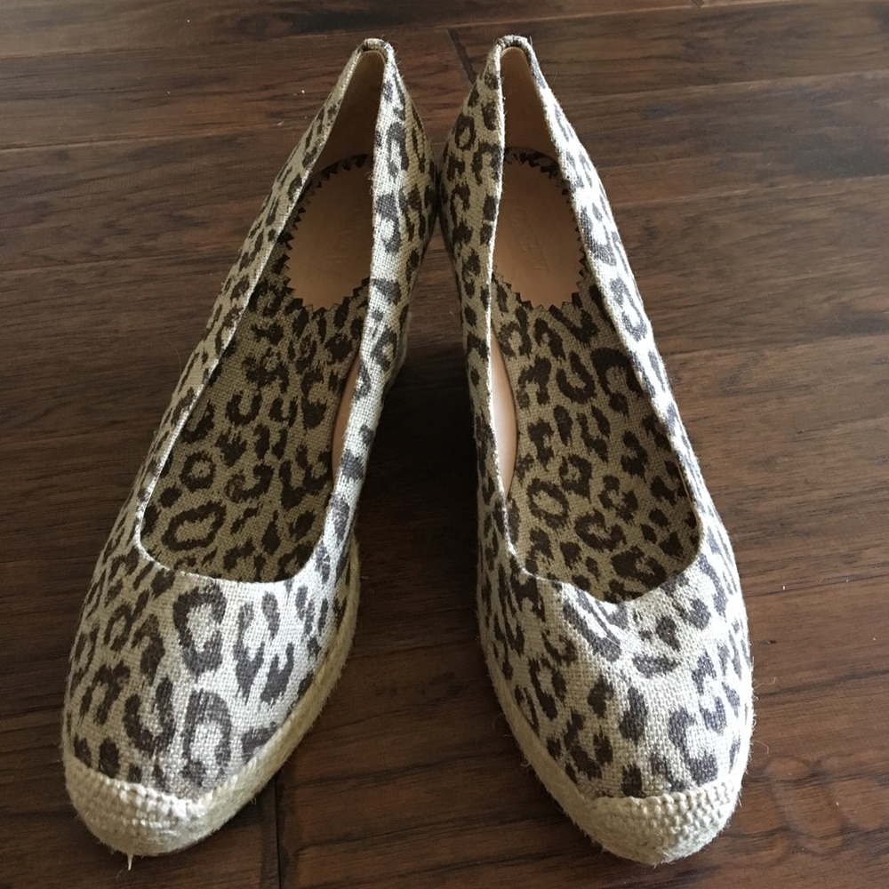 J Crew leopard print wedges
