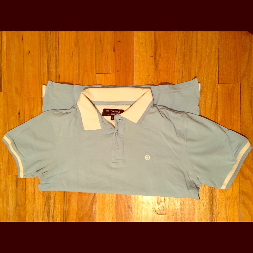Ice blue & white Italian brand men's polo