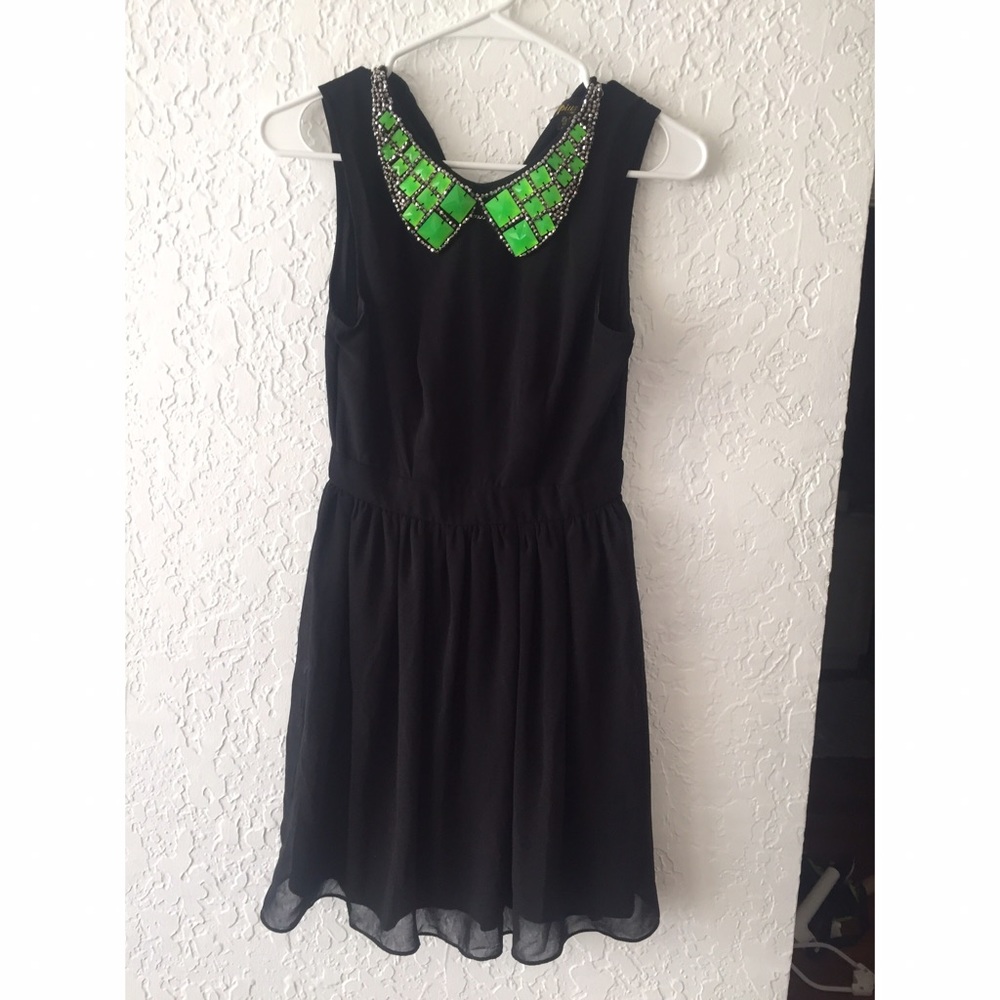 Black dress with rhinestone collar
