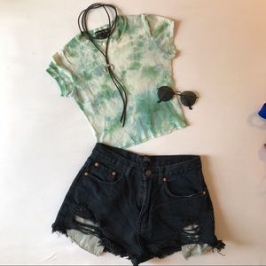 Vintage acid wash cropped tee