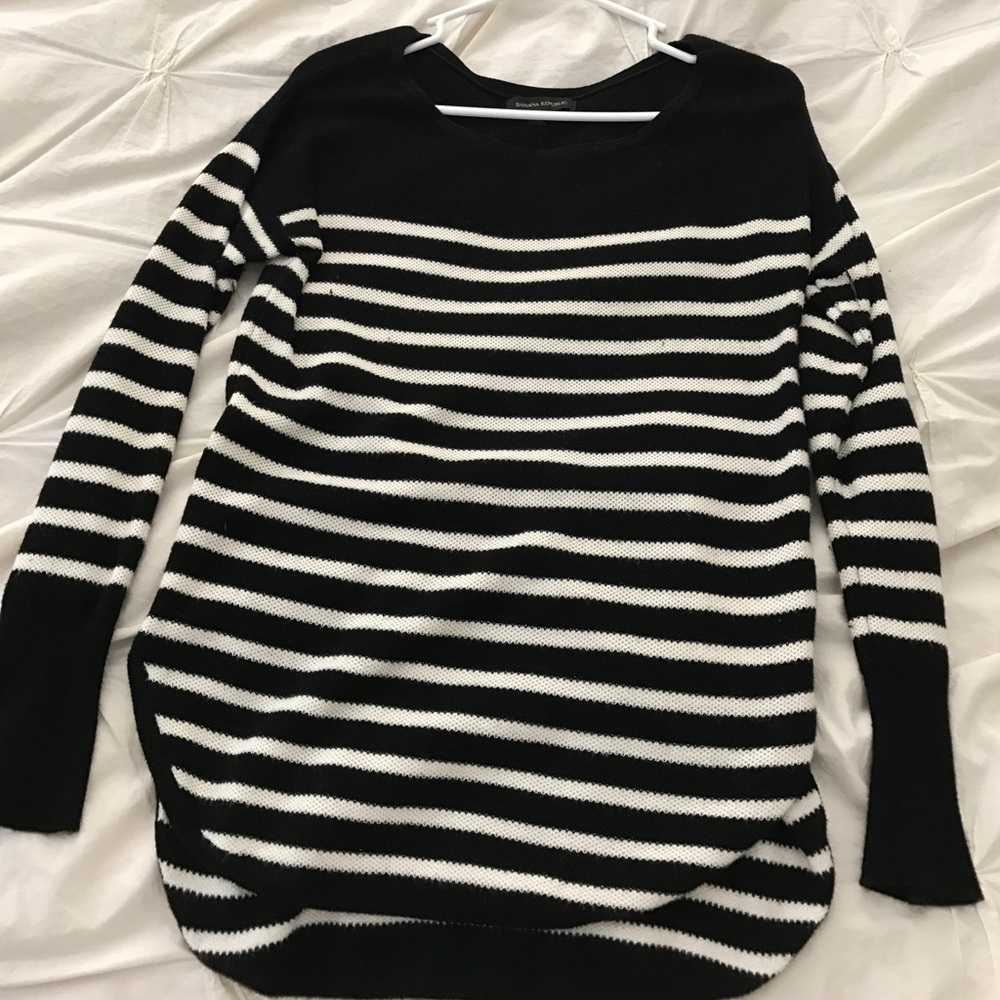 Black and white striped knit sweater from BR