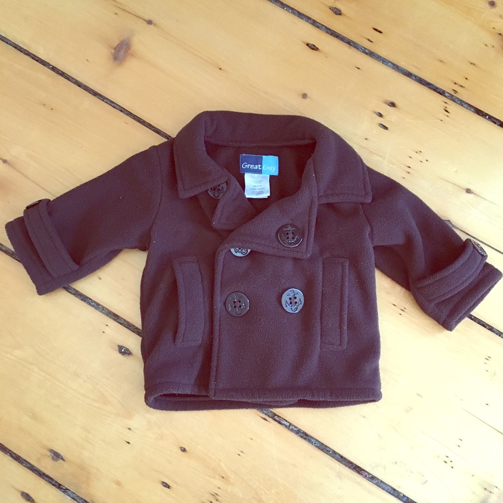 Brown Peacoat - 12months - Boys
