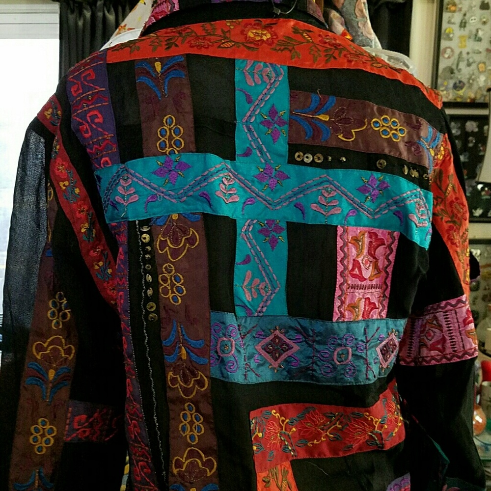 Chico's Design Multi Pattern Embroidered Jacket - image 2