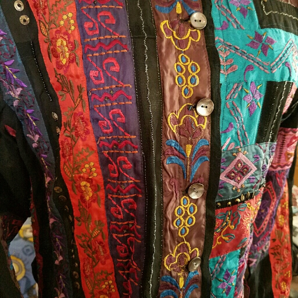 Chico's Design Multi Pattern Embroidered Jacket - image 3