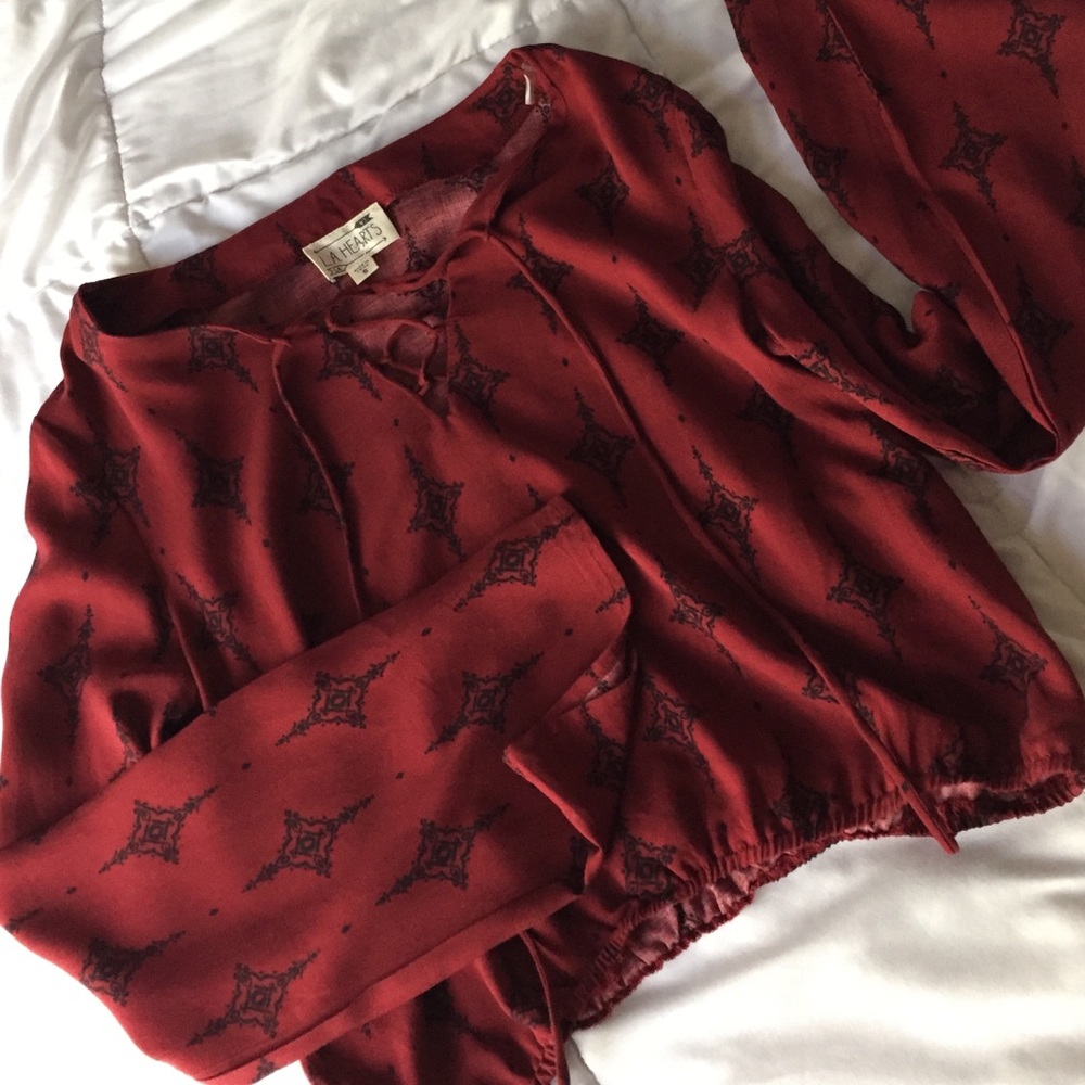 Burgundy bell sleeve top