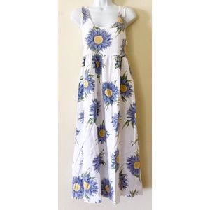 Vintage 90s blue Sunflower dress