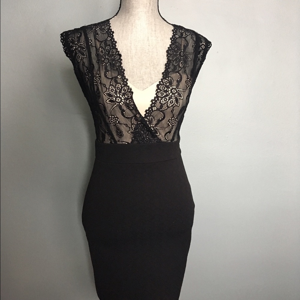 Black and Cream Lace Top Boutique Dress