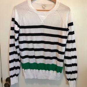 J. Crew navy white stripe elbow patch top