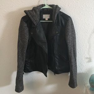 Hooded Faux-Leather Jacket