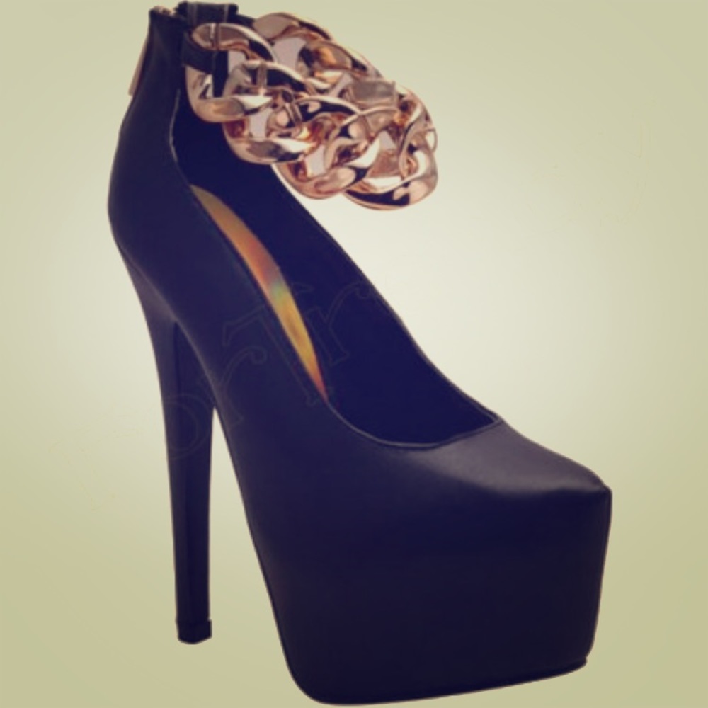 Chain ankle strap platforms