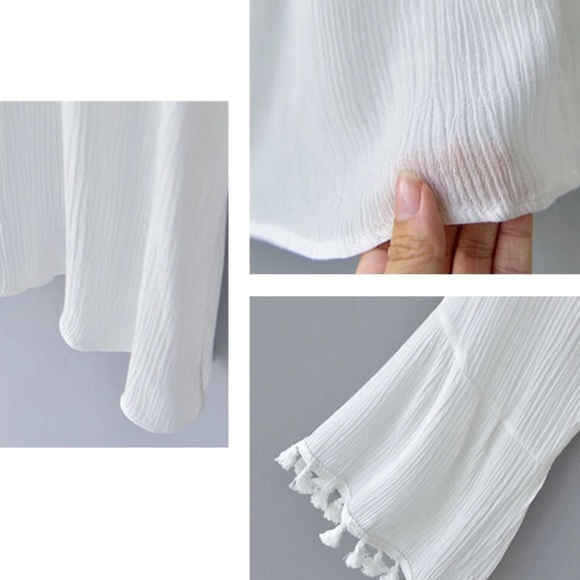 🚛 NWT Casual Loose Flare Sleeve Tassel Blouse - Picture 6 of 6