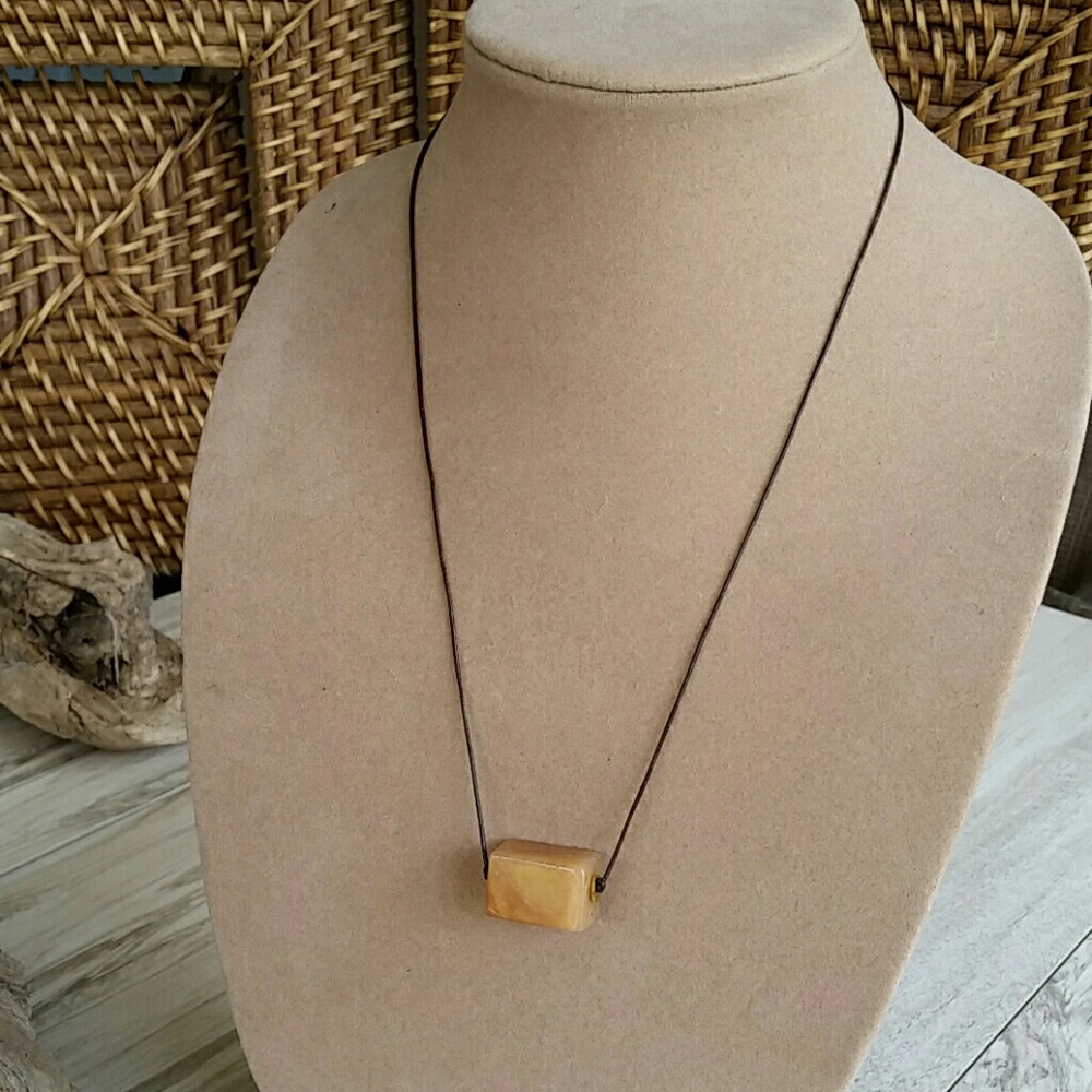 Stone Leather Necklace