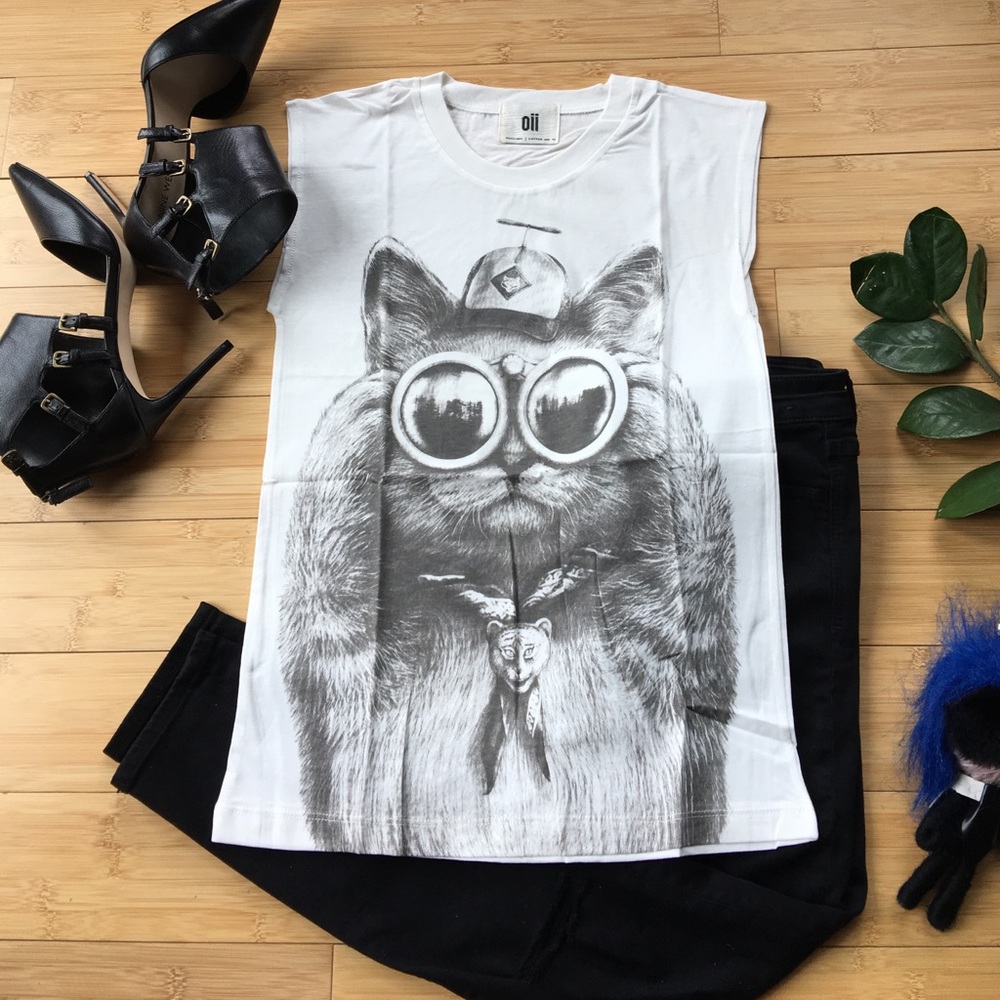 Cat tank top sleeveless - Picture 1 of 2