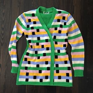 Vintage Colorblock Multicolor Cardigan Sweater