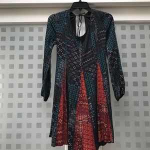 Bohemian long sleeve flowy dress