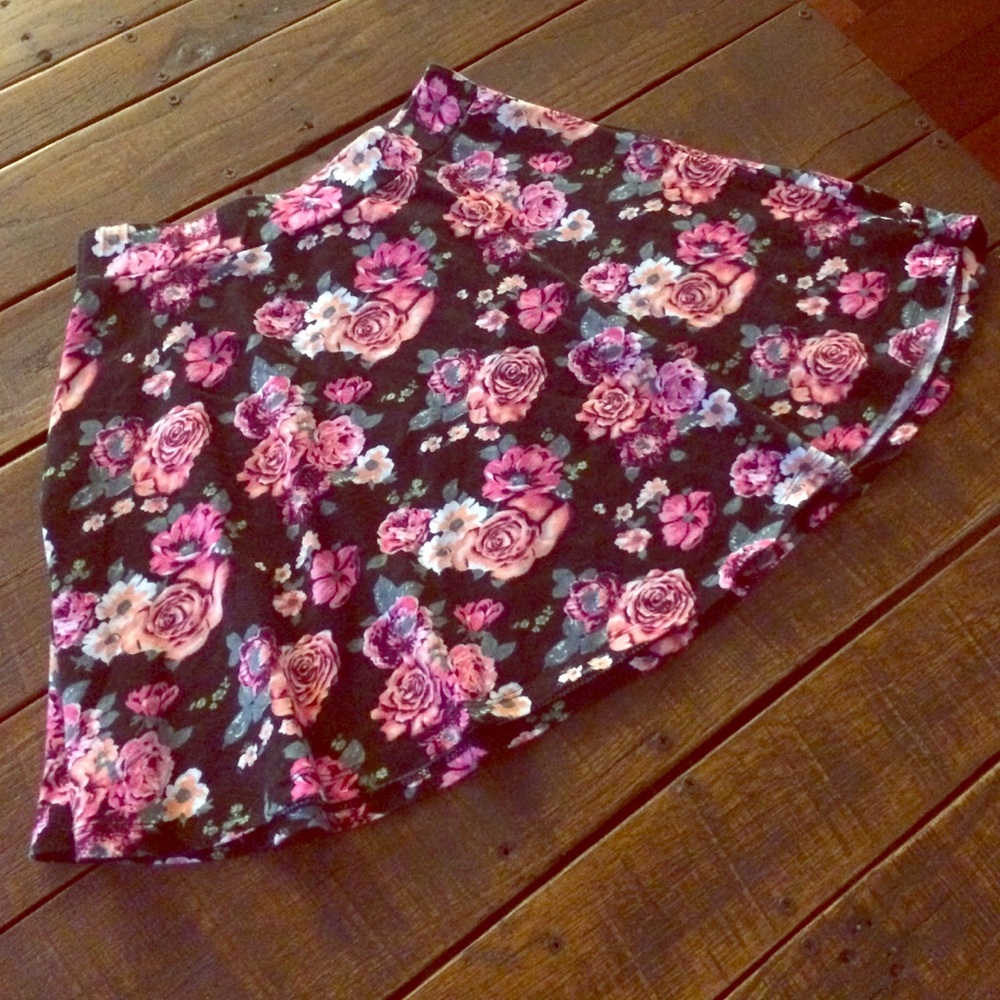 Black and pink floral skirt