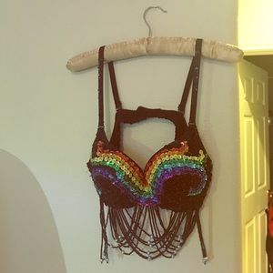 Rainbow belly dancing top