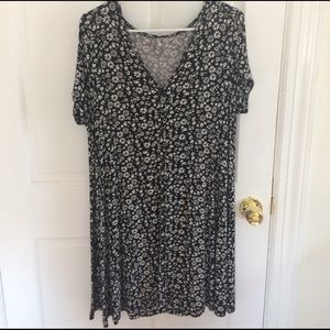Floral Swing Dress Button Front
