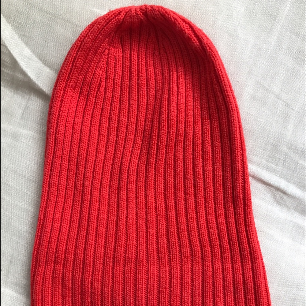 Red/orange knit beanie