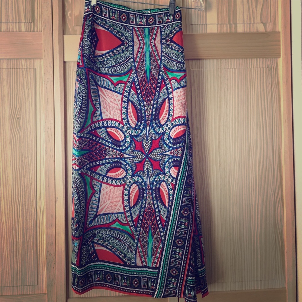 Anthropologie 100% Silk Maxi Skirt.