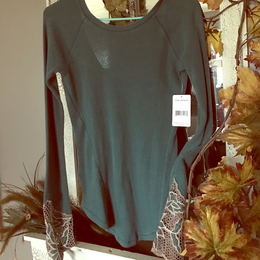 Free people long sleeve waffle top! New with tags!