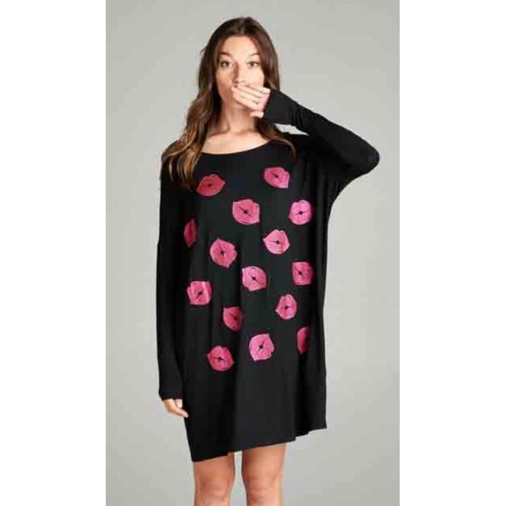 Glitter Lips Tunic T-Shirt Dress - Picture 2 of 2