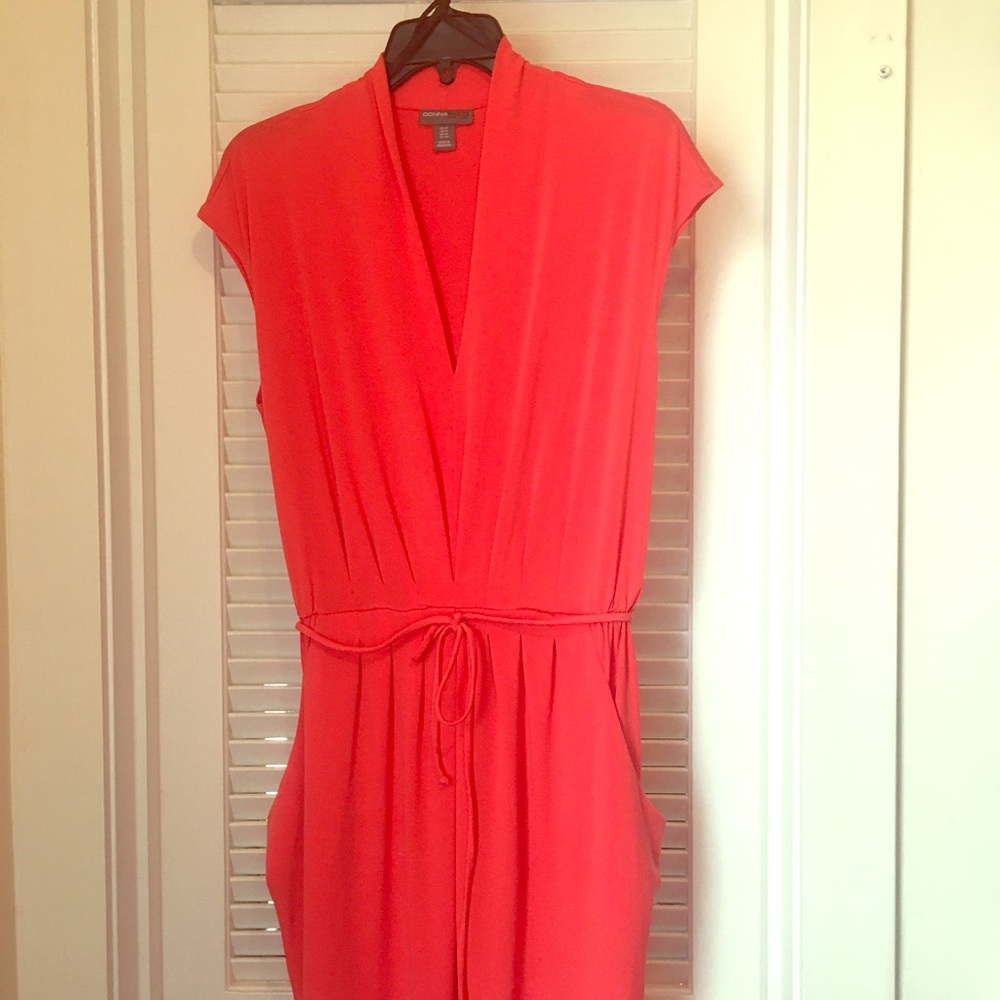 Donna Ricco Coral colored V Neck dress
