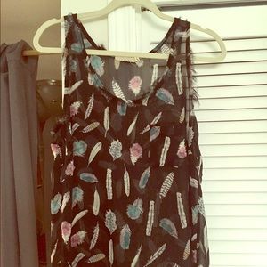 Sheer feather tank top