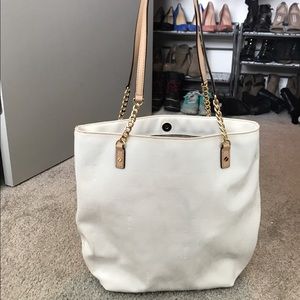 White Michael Kors Leather Tote
