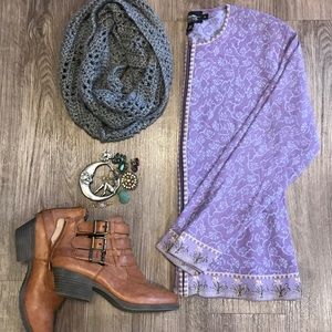 Full zip, embellished sweater