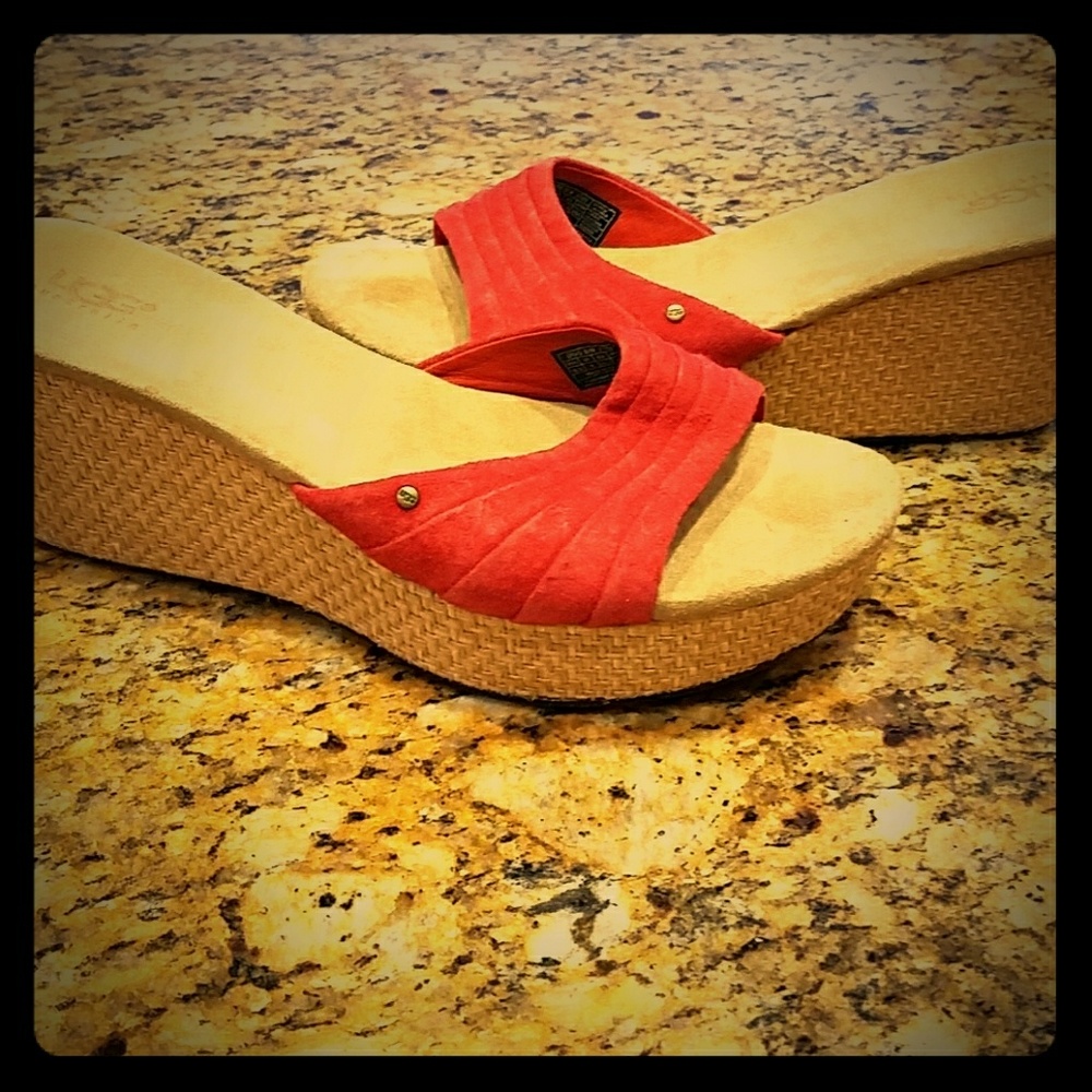 Ugg Australia Red Wedge Sandals