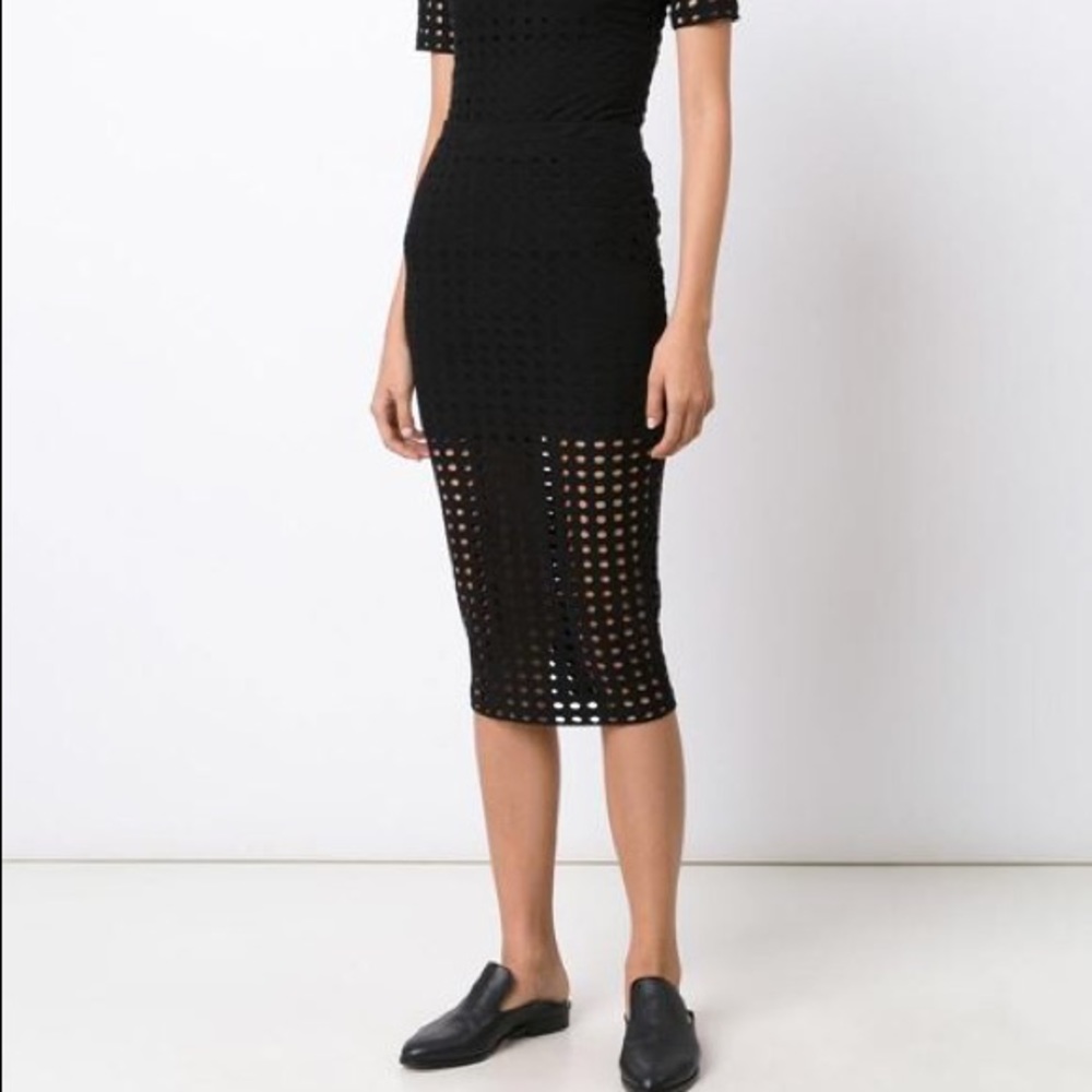 T by Alexander Wang Circular Hole Jacquard Skirt