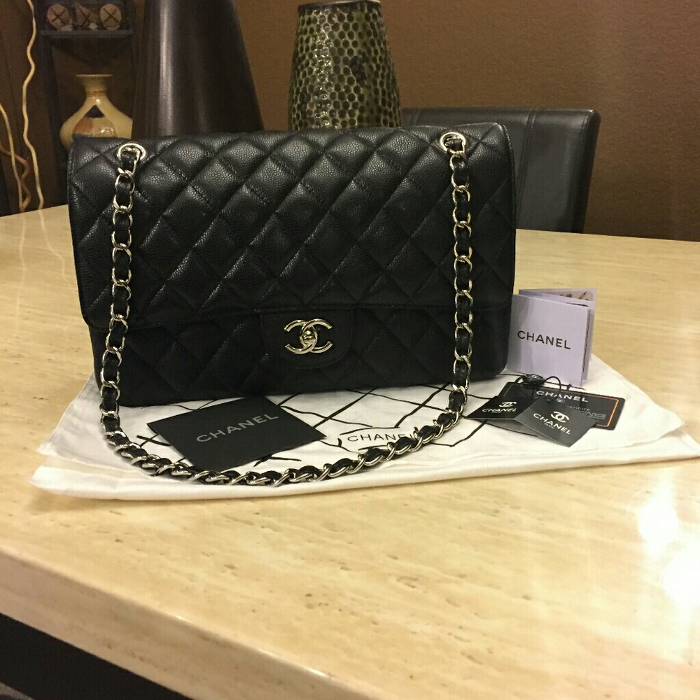 Chanel Jumbo Caviar Classic Flap Silver Hardware