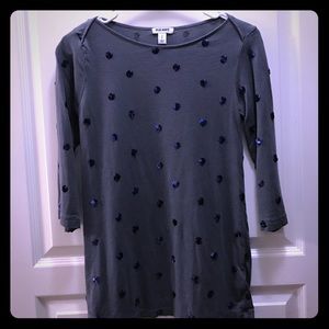 Blue sequin polka dot top