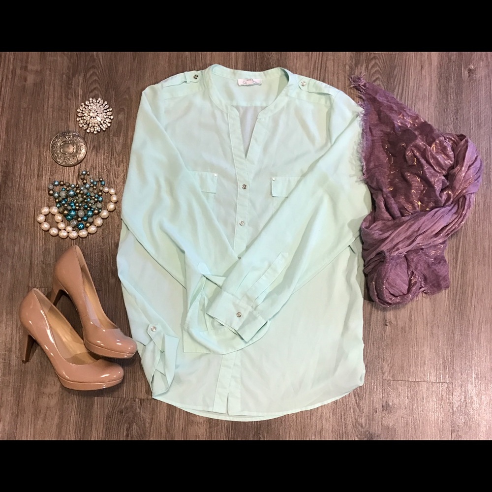 Calvin Klein Sheer and flowy button up.