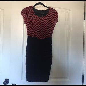 Enfocus Studios--chevron navy and cranberry dress