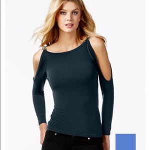 MK Chain Trim Cold Shoulder Top