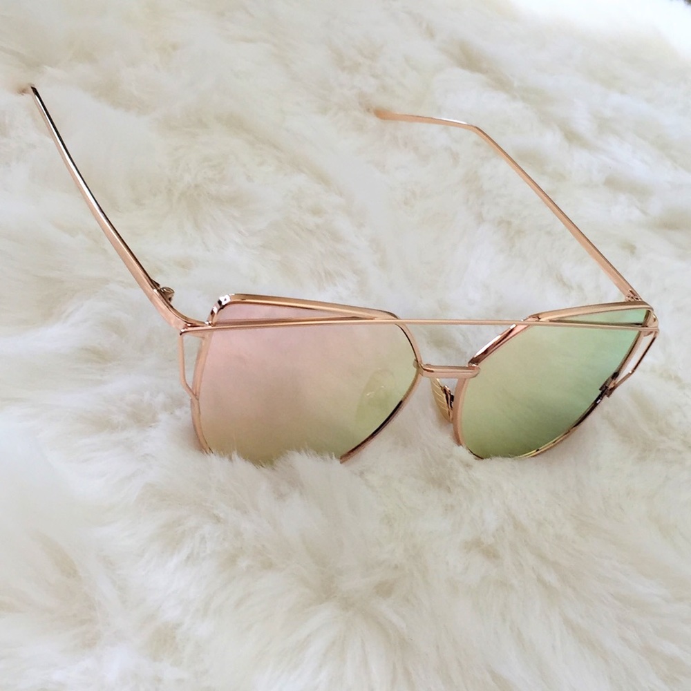 Rose Gold Cat Eye Trendy Sunglasses - Picture 4 of 7